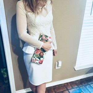 White peplum dress, M by Thalia Sodi